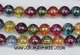 CKQ82 15.5 inches 8mm round AB-color dyed crackle quartz beads