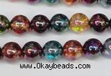 CKQ83 15.5 inches 10mm round AB-color dyed crackle quartz beads