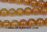 CKQ91 15.5 inches 6mm round AB-color dyed crackle quartz beads