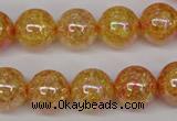 CKQ94 15.5 inches 12mm round AB-color dyed crackle quartz beads