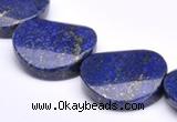 CLA32 26*26mm twisted coin deep blue dyed lapis lazuli beads