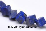 CLA39 6*6*6mm oblique-drilled cubic dyed lapis lazuli beads