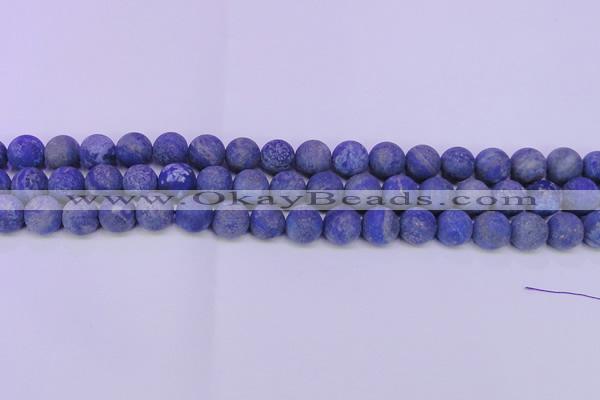 CLA62 15.5 inches 8mm round matte lapis lazuli beads