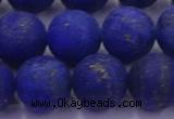 CLA75 15.5 inches 14mm round matte lapis lazuli beads wholesale