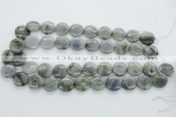 CLB107 15.5 inches 18mm flat round labradorite gemstone beads wholesale