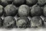 CLB1197 15 inches 8mm round matte black labradorite beads