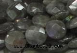 CLB14 16 inches 14mm faceted coin labradorite gemstone beads