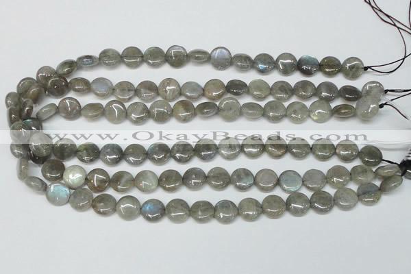 CLB168 15.5 inches 12mm flat round labradorite gemstone beads