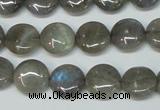 CLB169 15.5 inches 14mm flat round labradorite gemstone beads