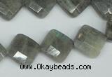 CLB182 15.5 inches 14*14mm faceted diamond labradorite beads