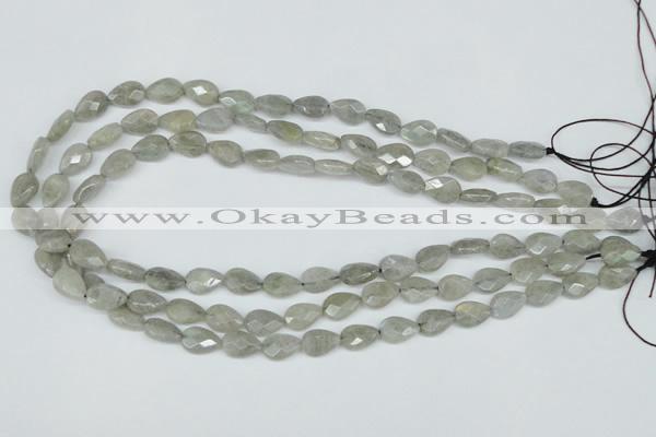 CLB183 15.5 inches 8*12mm faceted flat teardrop labradorite beads