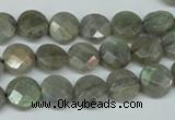 CLB190 15.5 inches 10mm faceted coin labradorite gemstone beads