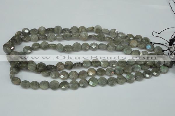 CLB190 15.5 inches 10mm faceted coin labradorite gemstone beads