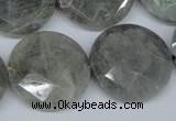 CLB194 15.5 inches 25mm faceted coin labradorite gemstone beads