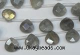 CLB203 Top-drilled 8*8mm briolette labradorite gemstone beads