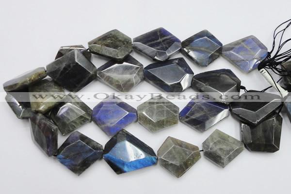 CLB218 15.5 inches 25*30mm - 30*40mm faceted freeform labradorite beads