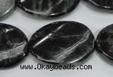 CLB318 15.5 inches 22*30mm twisted oval black labradorite beads