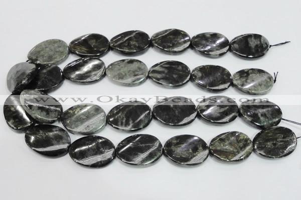 CLB318 15.5 inches 22*30mm twisted oval black labradorite beads