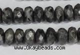 CLB322 15.5 inches 6*12mm faceted rondelle black labradorite beads