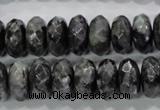 CLB323 15.5 inches 7*14mm faceted rondelle black labradorite beads