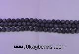 CLB370 15.5 inches 4mm round matte black labradorite beads