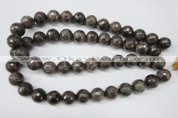 CLB406 15.5 inches 16mm faceted round grey labradorite beads