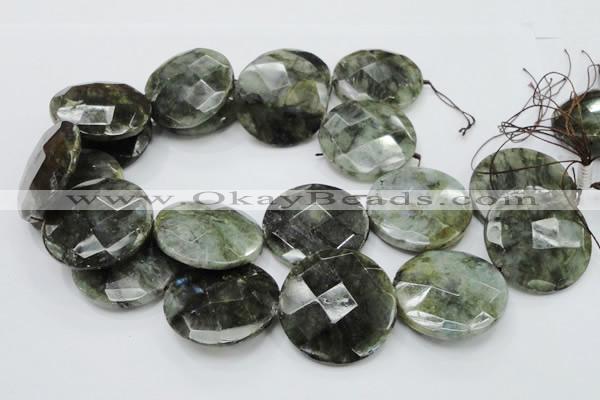 CLB53 15.5 inches 30mm faceted flat round labradorite gemstone beads