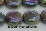 CLB637 15.5 inches 14mm flat round AB-color labradorite beads