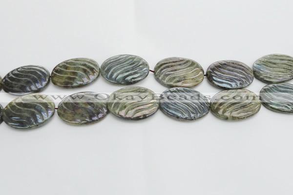 CLB670 15.5 inches 25*35mm carved oval AB-color labradorite beads