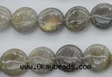 CLB73 15.5 inches 14mm flat round labradorite beads wholesale