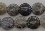 CLB74 15.5 inches 15mm flat round labradorite beads wholesale