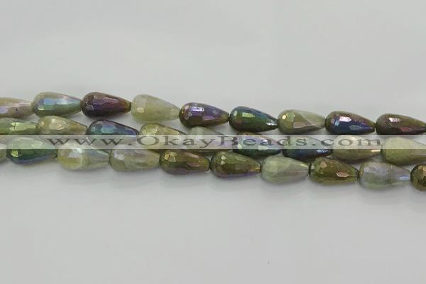 CLB784 15.5 inches 10*20mm faceted teardrop AB-color labradorite beads