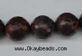 CLD106 15.5 inches 16mm faceted round leopard skin jasper beads