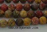 CLD211 15.5 inches 6mm round matte leopard skin jasper beads