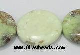 CLE50 15.5 inches 30mm flat round lemon turquoise  beads wholesale