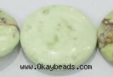 CLE51 15.5 inches 40mm flat round lemon turquoise  beads wholesale