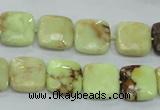 CLE60 15.5 inches 12*12mm faceted square lemon turquoise beads