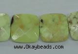 CLE61 15.5 inches 20*20mm faceted square lemon turquoise beads