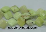 CLE67 15.5 inches 10*10mm faceted diamond lemon turquoise beads