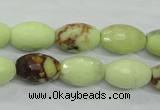 CLE70 15.5 inches 10*15mm faceted rice lemon turquoise beads