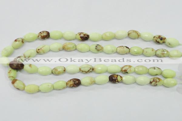 CLE70 15.5 inches 10*15mm faceted rice lemon turquoise beads