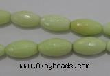 CLE74 15.5 inches 8*16mm faceted rice lemon turquoise beads