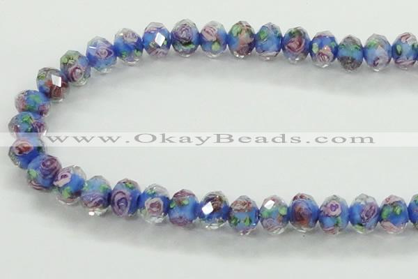 CLG01 12 inches 6*8mm faceted rondelle handmade lampwork beads