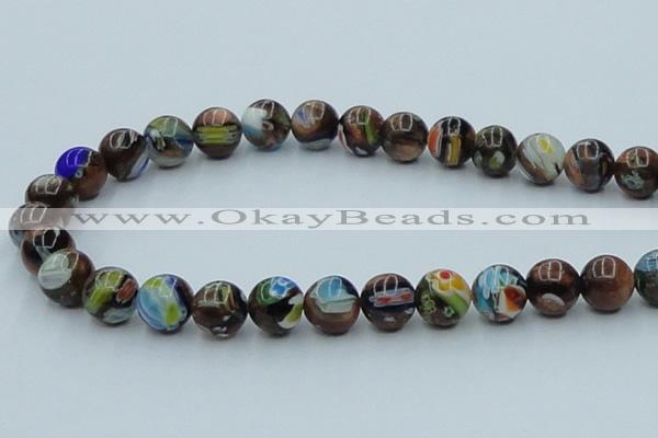 CLG541 16 inches 10mm round goldstone & lampwork glass beads