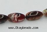 CLG544 16 inches 6*12mm rice goldstone & lampwork glass beads