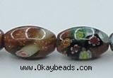 CLG546 16 inches 10*14mm rice goldstone & lampwork glass beads