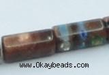 CLG551 16 inches 8*16mm faceted cylinder goldstone & lampwork beads