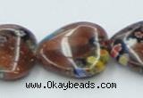 CLG558 16 inches 18*18mm heart goldstone & lampwork glass beads