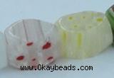 CLG579 16 inches 12*15mm faceted cuboid lampwork glass beads