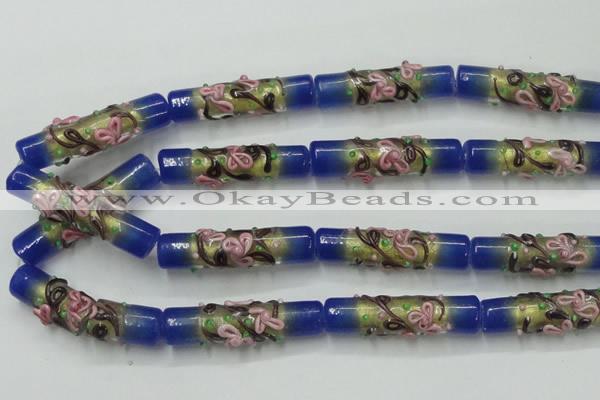 CLG787 15.5 inches 10*40mm cylinder lampwork glass beads wholesale